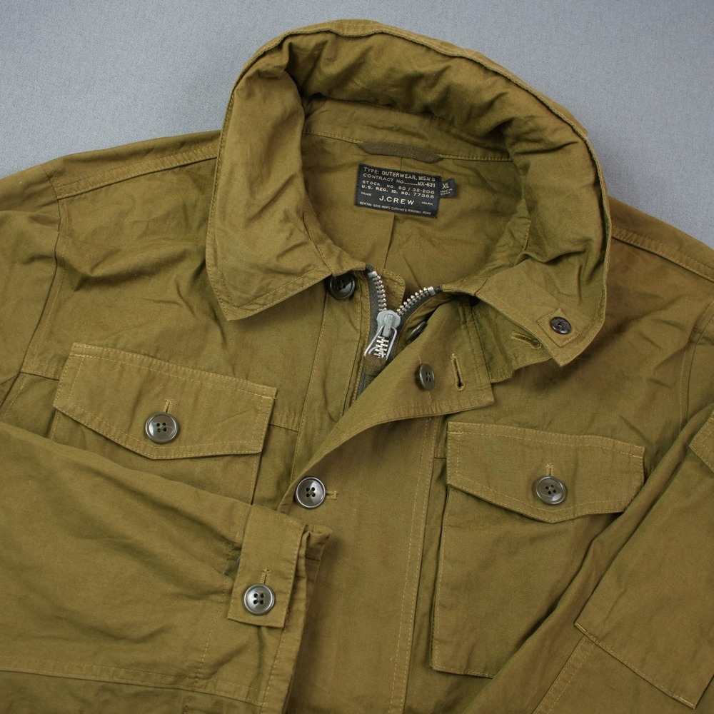 J. Crew M-65 Style Military Field Jacket in OD Green w/ built-in hood. - Picture 9 of 13